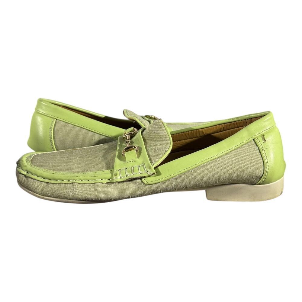Montique International Loafers Men’s Size 10 Green Canvas Leather Trim Slip-On - Picture 5 of 8